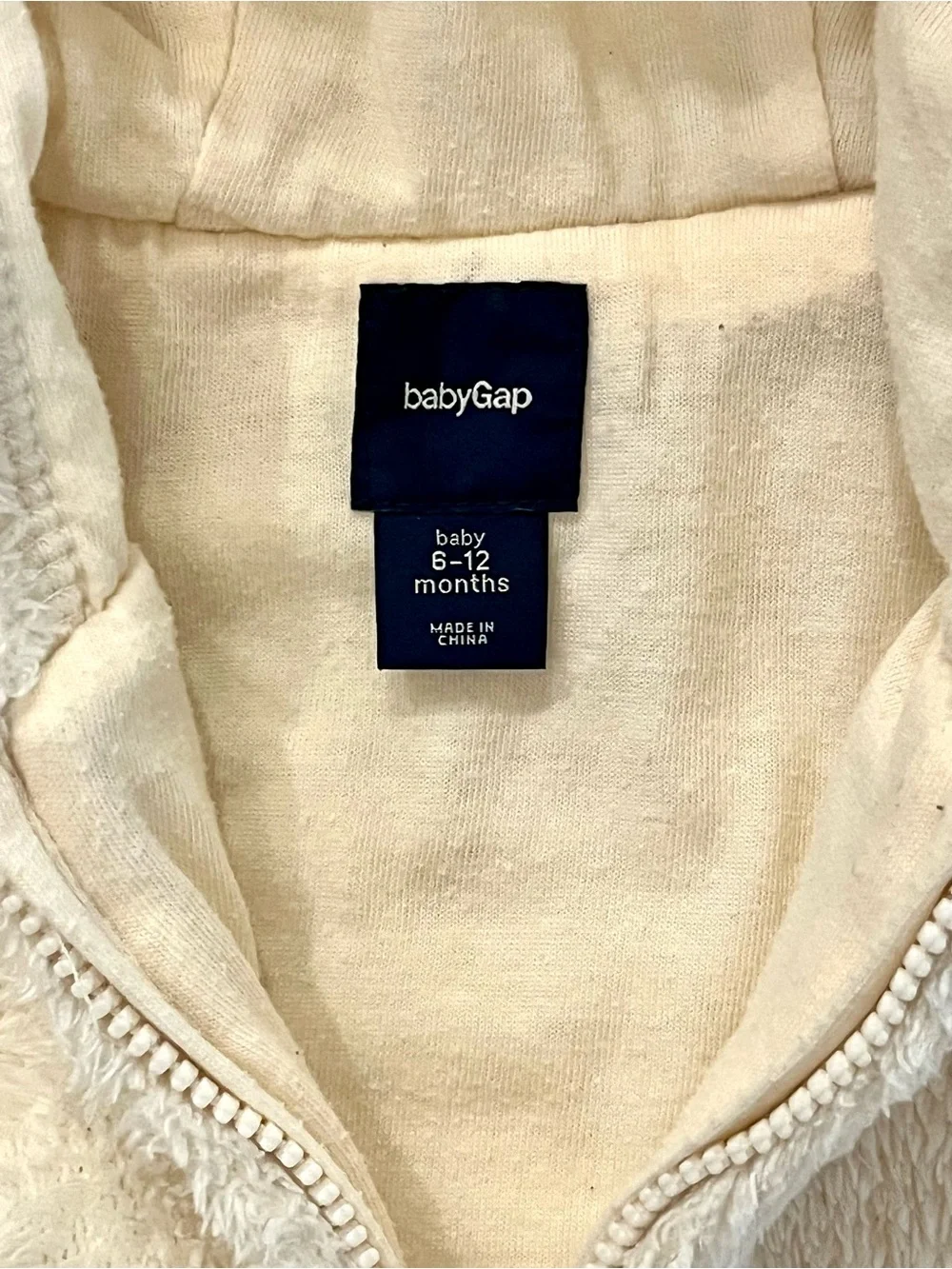 Baby Gap White Cream Sherpa Bear Hooded Fleece Bunting 6-12M EUC